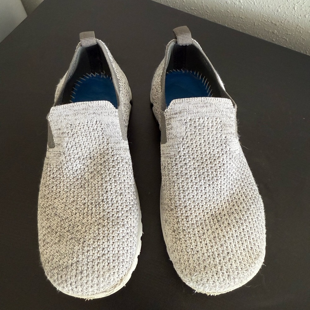 Gray Knit Slip-On Shoes
